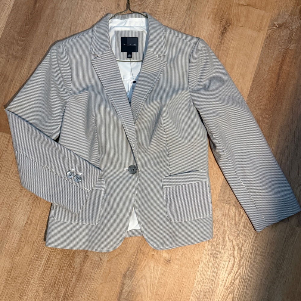 The Limited Striped Blazer in Gray and White